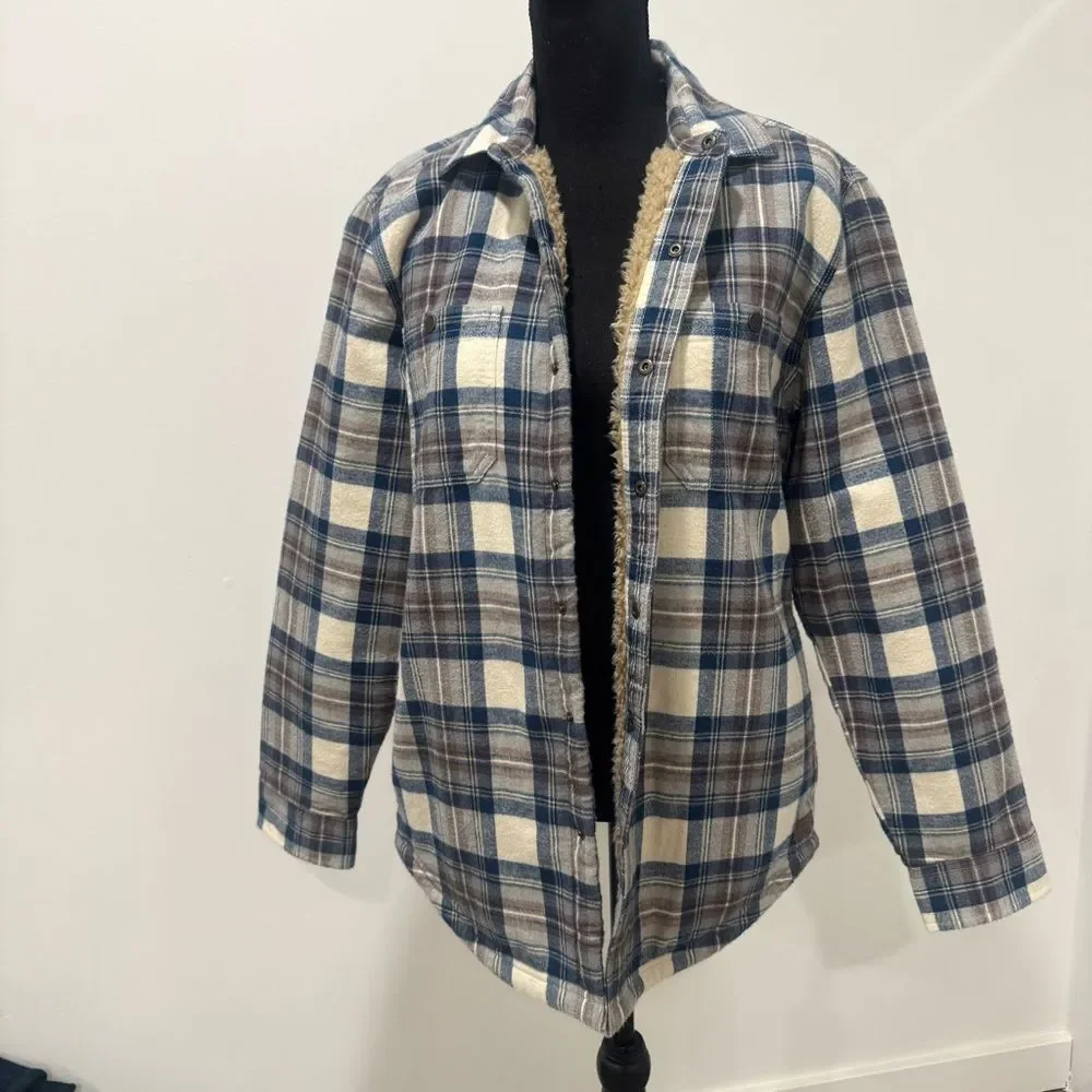 Men's Sherpa-Lined Scotch Plaid Shirt, Slightly Fitted